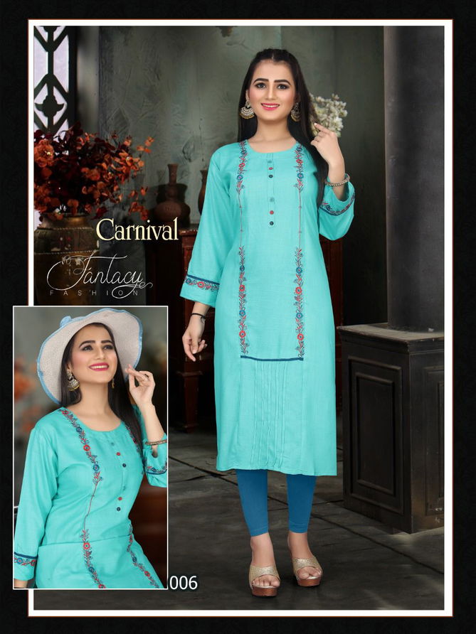 Aagya Carnival Rayon Designer Fancy Wear Printed Kurti Collection